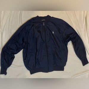 Nautica Bomber Jacket Vintage 90s Full-Zip Coat Navy Blue Mens XL
